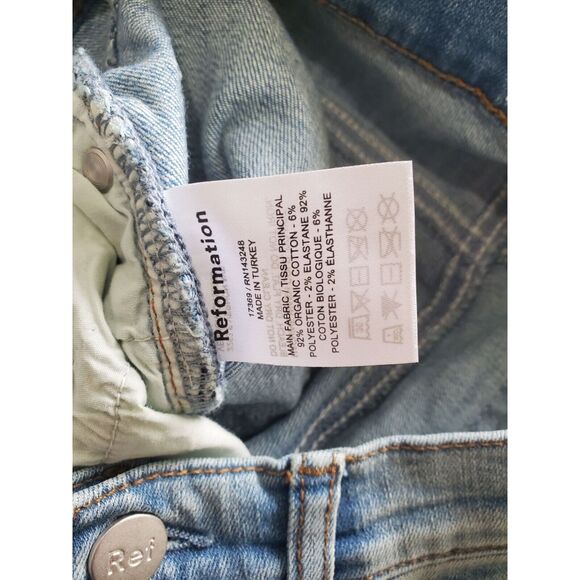 Reformation Jeans 24 Womens Cyprus Destroyed Skinny Leg High Rise Light Wash Cas - Picture 8 of 8